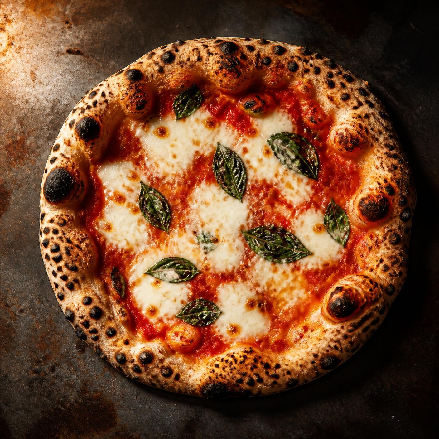 Margherita pizza at Santo's Pizza